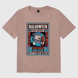 Женская футболка оверсайз Halloween werewolf