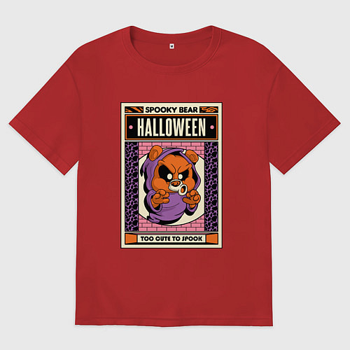 Женская футболка оверсайз Halloween spooky bear / Красный – фото 1