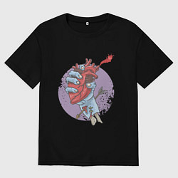Женская футболка оверсайз Сердце в руке зомби