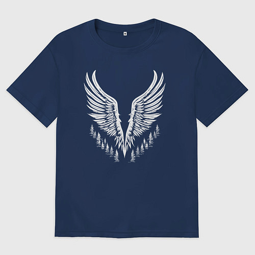 Женская футболка оверсайз Крылья леса / Тёмно-синий – фото 1