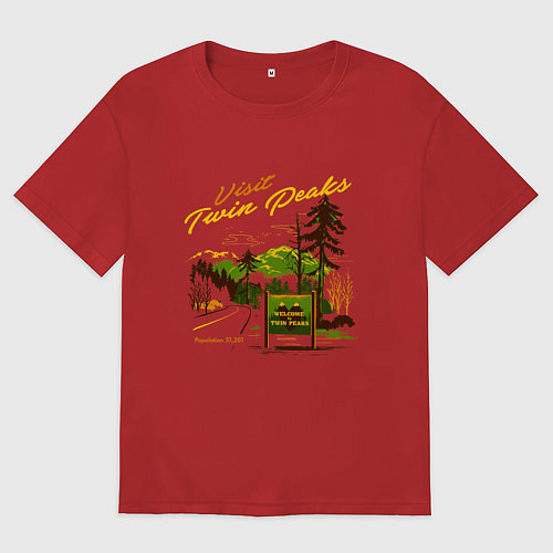 Женская футболка оверсайз Visit Twin Peaks / Красный – фото 1