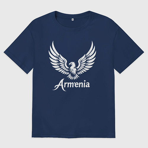 Женская футболка оверсайз Гордый орел Армении / Тёмно-синий – фото 1
