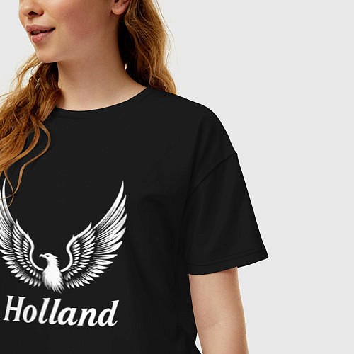 Женская футболка оверсайз Крылья Голландии / Черный – фото 3