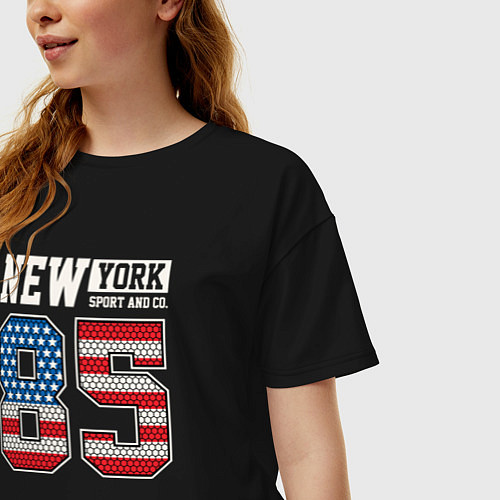 Женская футболка оверсайз New York 85 / Черный – фото 3