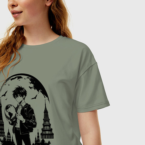 Женская футболка оверсайз Путешествие сквозь города аниме / Авокадо – фото 3