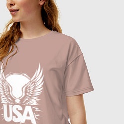 Футболка оверсайз женская Американский дух, цвет: пыльно-розовый — фото 2