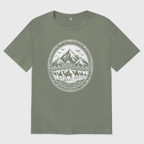 Женская футболка оверсайз Караван у гор / Авокадо – фото 1