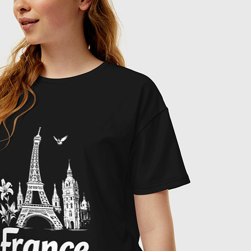 Женская футболка оверсайз Французская элегантность / Черный – фото 3