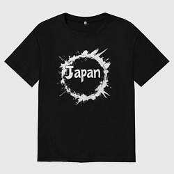 Футболка оверсайз женская Японский круг, цвет: черный