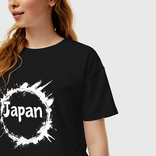 Женская футболка оверсайз Японский круг / Черный – фото 3