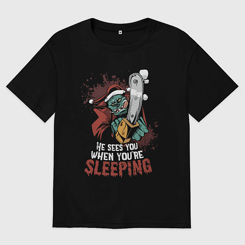 Женская футболка оверсайз Кошмарный Санта / Черный – фото 1