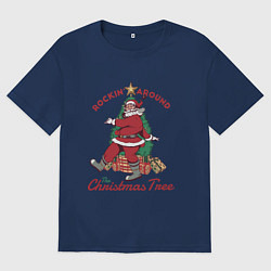 Женская футболка оверсайз Веселый Санта Клаус