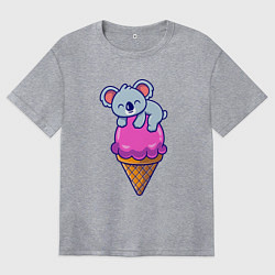 Футболка оверсайз женская Коала и мороженое, цвет: меланж