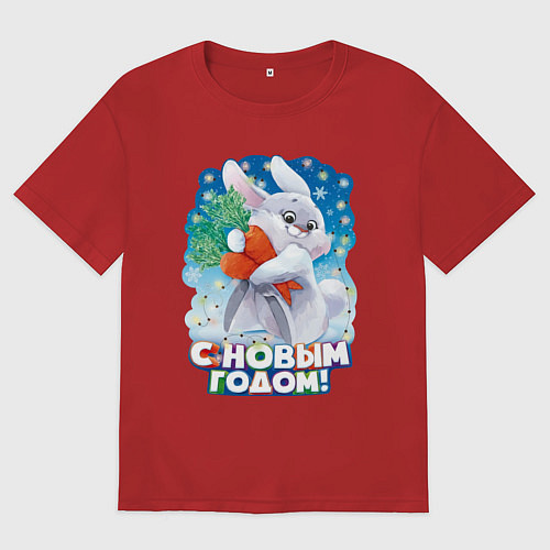 Женская футболка оверсайз С Новым годом / Красный – фото 1