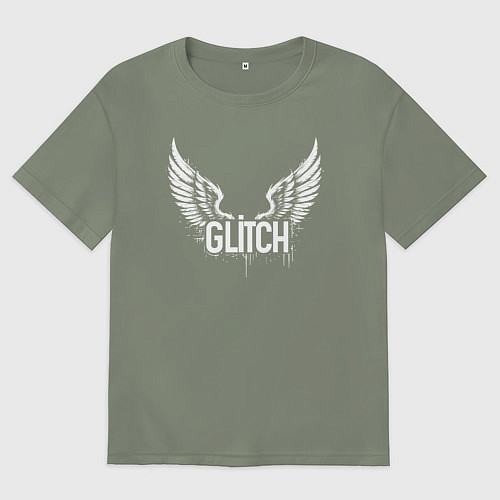 Женская футболка оверсайз Крылья глитча / Авокадо – фото 1