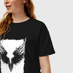 Футболка оверсайз женская Глитч крыльев, цвет: черный — фото 2
