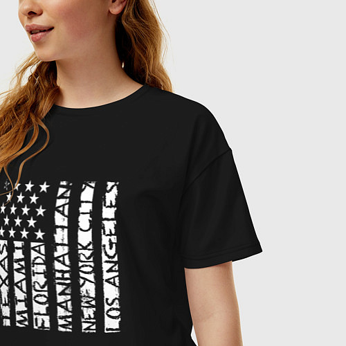 Женская футболка оверсайз USA style / Черный – фото 3