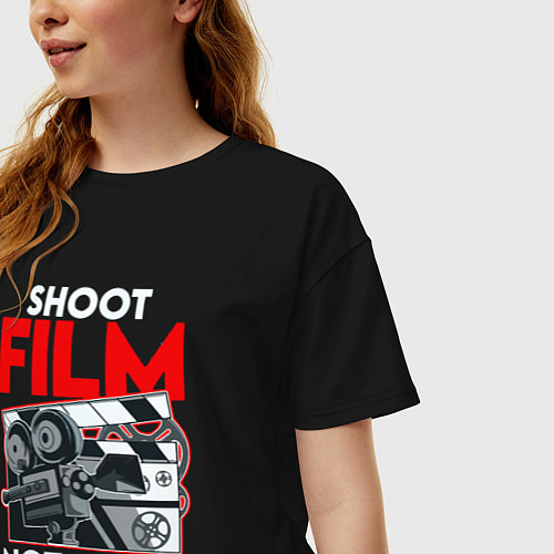 Женская футболка оверсайз Снимай фильмы / Черный – фото 3