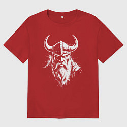 Футболка оверсайз женская Грозный викинг, цвет: красный