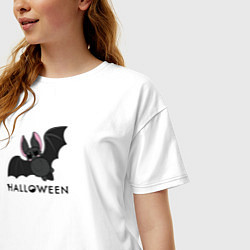 Футболка оверсайз женская Halloween летучая мышь, цвет: белый — фото 2