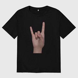 Женская футболка оверсайз Жест коза правой рукой