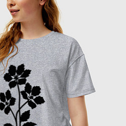 Футболка оверсайз женская Чёрные пиксельные цветы, цвет: меланж — фото 2