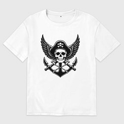 Футболка оверсайз женская Пиратский крылатый дух, цвет: белый