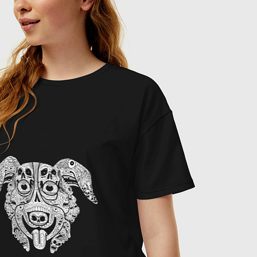 Женская футболка оверсайз Мистер Пиклз face / Черный – фото 3