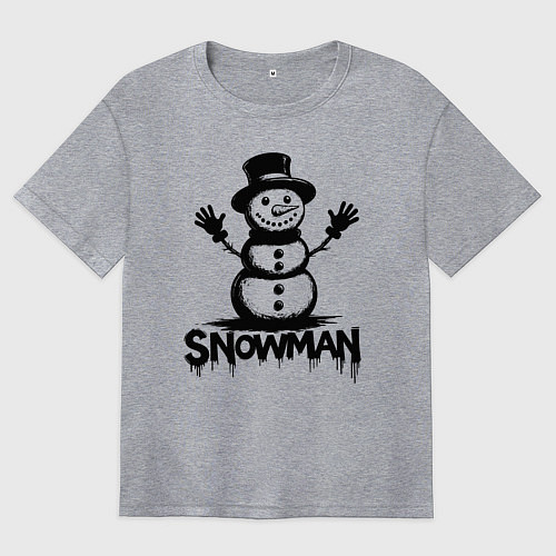 Женская футболка оверсайз Снеговик граффити / Меланж – фото 1