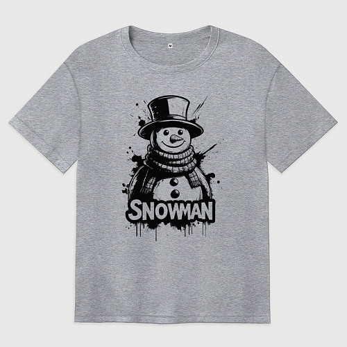 Женская футболка оверсайз Стильный снеговик / Меланж – фото 1