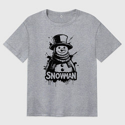 Футболка оверсайз женская Стильный снеговик, цвет: меланж