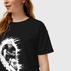 Футболка оверсайз женская Хоккеист граффити, цвет: черный — фото 2