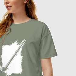 Футболка оверсайз женская Хоккейная клюшка в квадрате, цвет: авокадо — фото 2