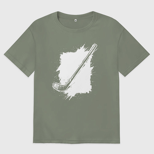 Женская футболка оверсайз Хоккейная клюшка в квадрате / Авокадо – фото 1