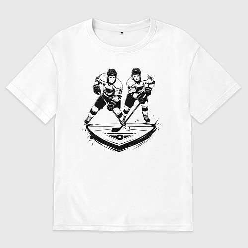 Женская футболка оверсайз Хоккейная дуэль / Белый – фото 1