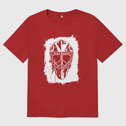 Футболка оверсайз женская Вратарская маска в белом квадрате, цвет: красный