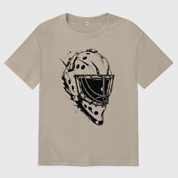 Футболка оверсайз женская Черная вратарская маска, цвет: миндальный