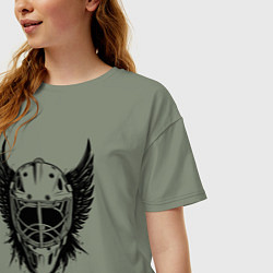 Футболка оверсайз женская Крылатая хоккейная маска, цвет: авокадо — фото 2