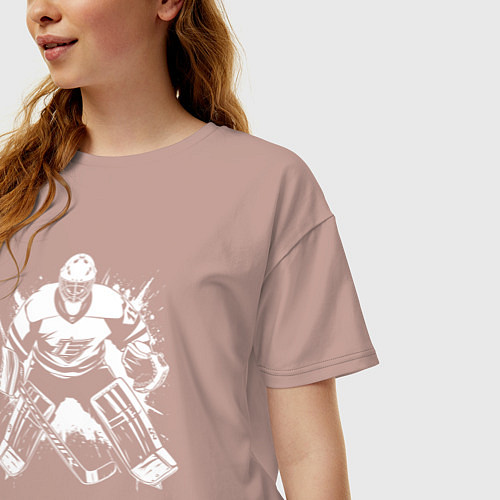 Женская футболка оверсайз Хоккейный вратарь граффити / Пыльно-розовый – фото 3