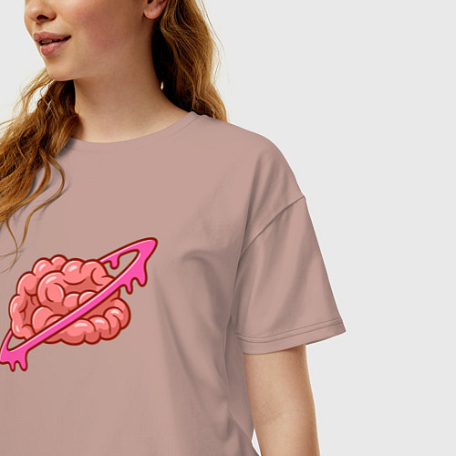 Женская футболка оверсайз Saturn brain / Пыльно-розовый – фото 3