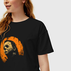 Футболка оверсайз женская Киллер Майкл Майерс, цвет: черный — фото 2