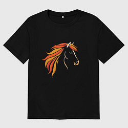 Женская футболка оверсайз Лошадь огненная, символ года