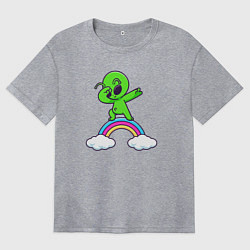 Футболка оверсайз женская Пришелец на радуге, цвет: меланж