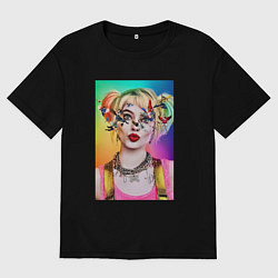 Футболка оверсайз женская Весёлая Харли Квинн, цвет: черный