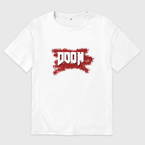 Женская футболка оверсайз Doom with blood / Белый – фото 1