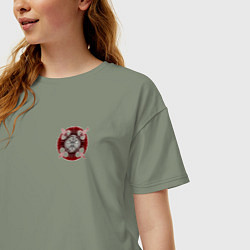 Футболка оверсайз женская Бережёного бог черно-красный арт, цвет: авокадо — фото 2