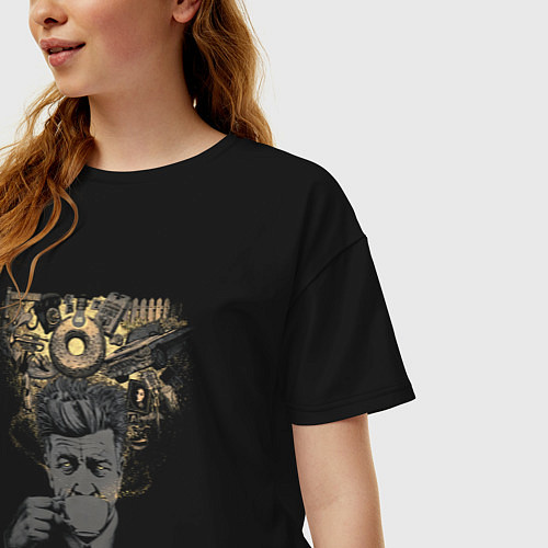 Женская футболка оверсайз Кофе Линча / Черный – фото 3