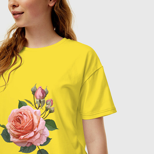 Женская футболка оверсайз Розовые розы / Желтый – фото 3