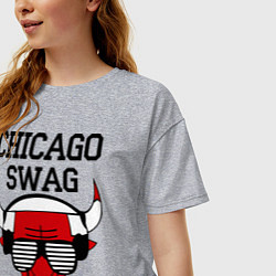 Футболка оверсайз женская Chicago SWAG, цвет: меланж — фото 2