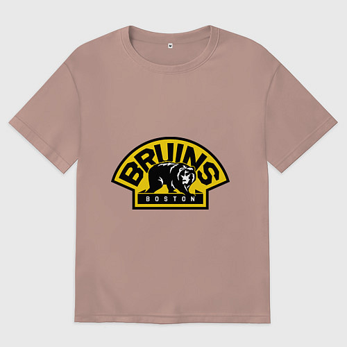 Женская футболка оверсайз HC Boston Bruins Label / Пыльно-розовый – фото 1
